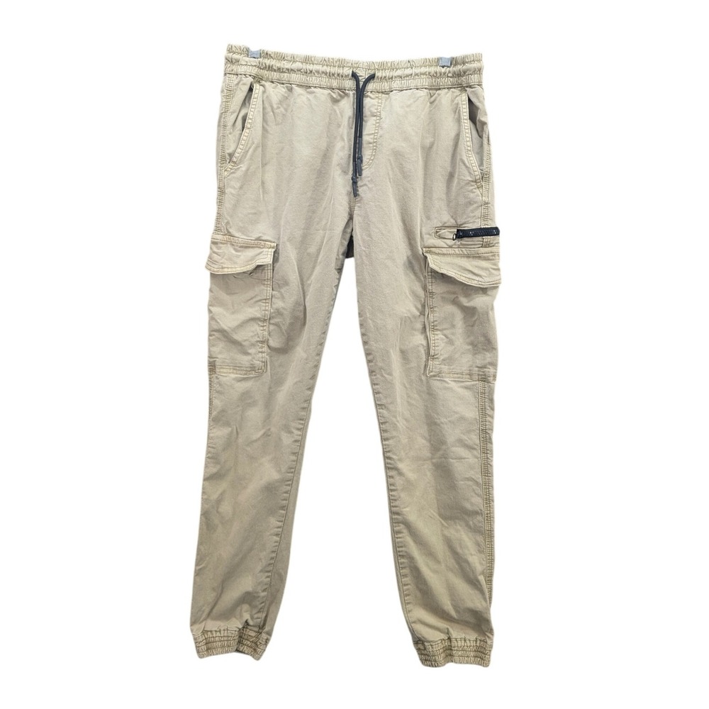 Peacocks Men's Cargo‎ Jogger Pants Size 32R Khaki Cotton Blend Drawstring Hiking